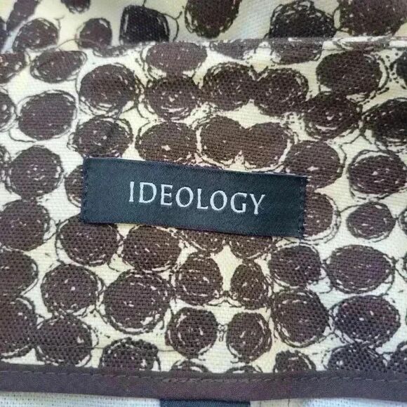 Ideology Women's Ivory & Brown Poly Circle Print Straight Skirt w Stud Accents - Picture 13 of 14